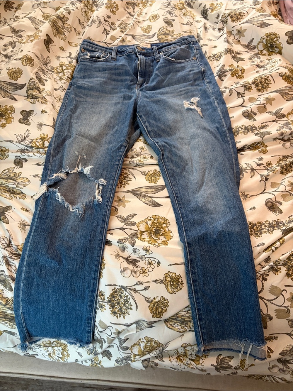 Madewell Distressed Medium Blue Boyfriend Jeans
